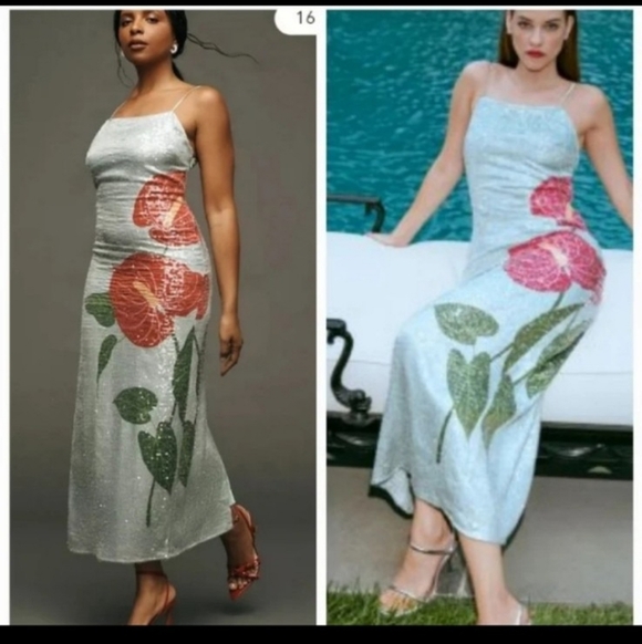 FARM Rio Dresses & Skirts - Farm Rio Blue Flower Sequin Maxidress